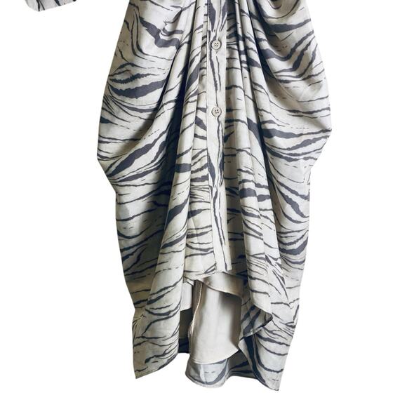DO+BE Silver Ruched Long Sleeve Dress Animal Print Sz M - Picture 5 of 16
